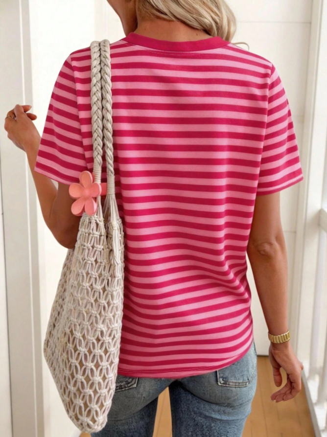 Women's Striped T-Shirt Pink