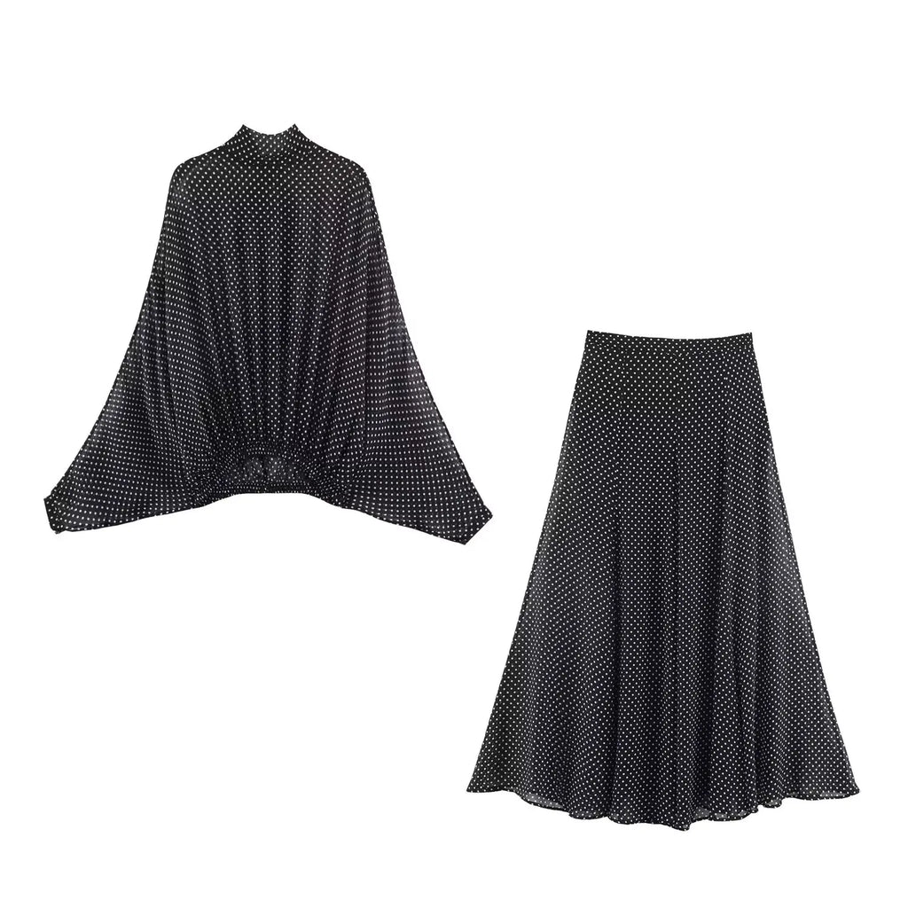 Vintage Women Sets Chiffon Bow Tie Loose Blouses Loose