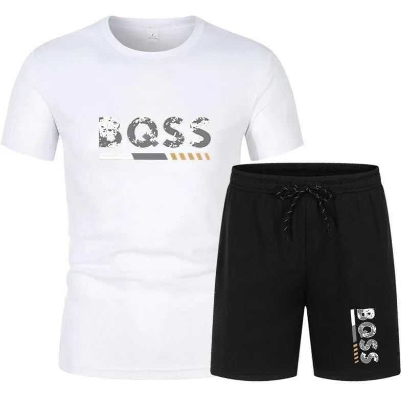 Men's summer sports short sleeve set, two-piece set