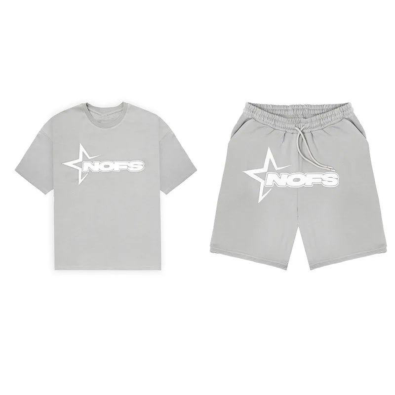 Men New Fashion Letter Graphics T-shirt Shorts Set