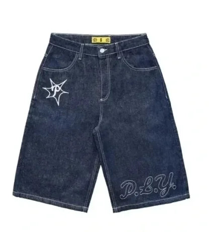 Retro Embroidery Loose Shorts Male
