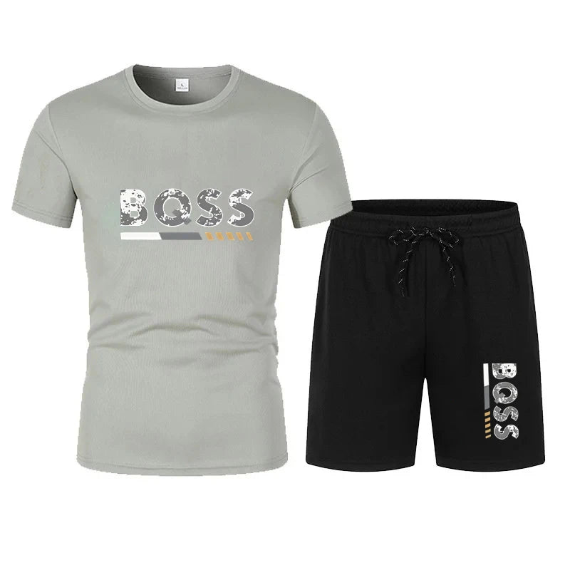 Men's summer sports short sleeve set, two-piece set