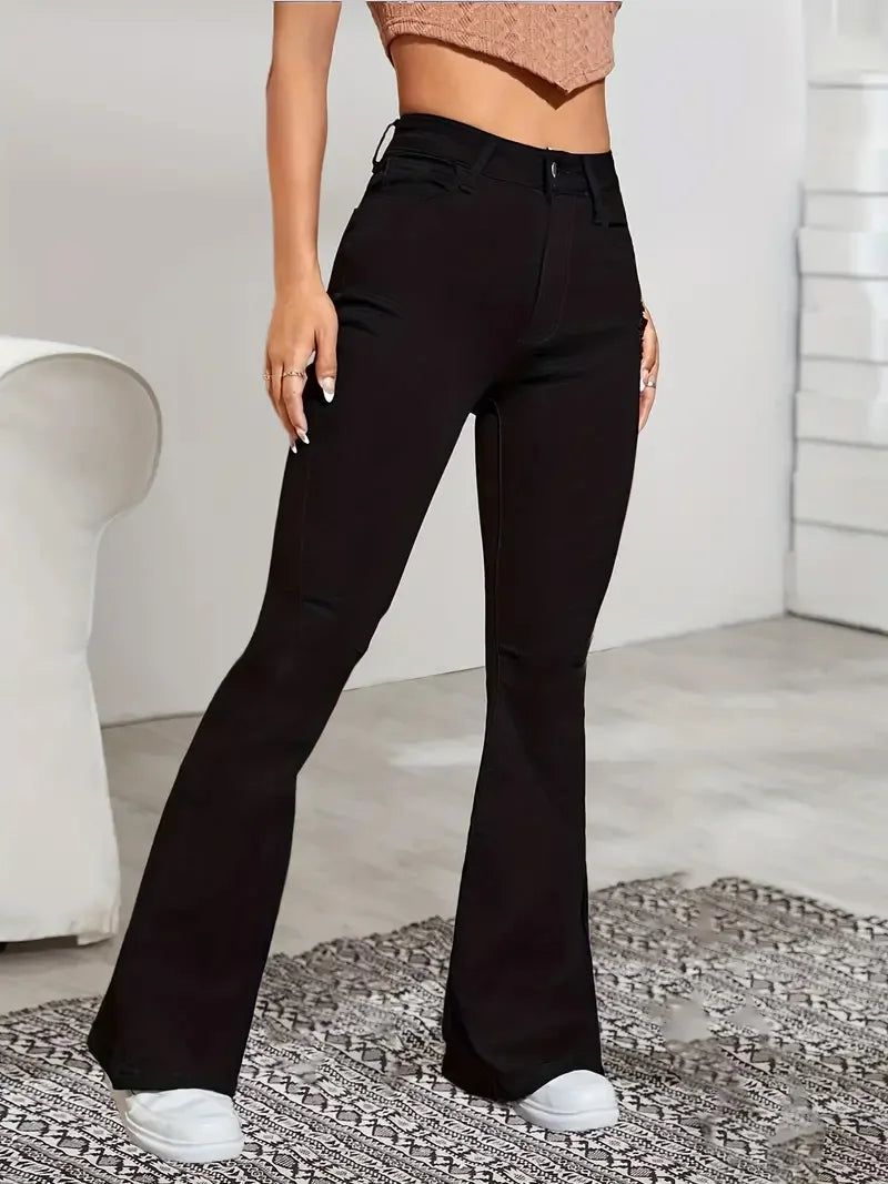 Women Flare Stretch Moustache Jeans Fashion Skinny