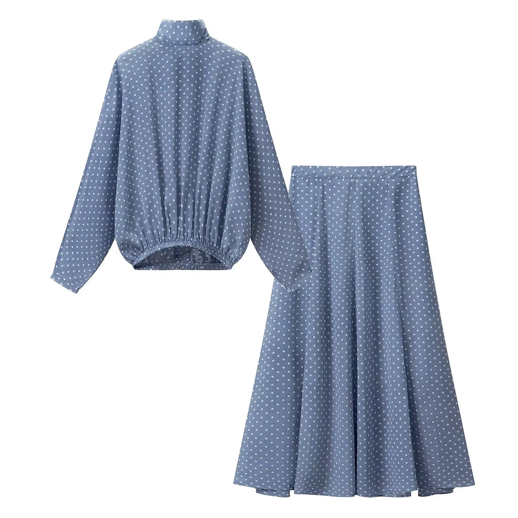 Vintage Women Sets Chiffon Bow Tie Loose Blouses Loose