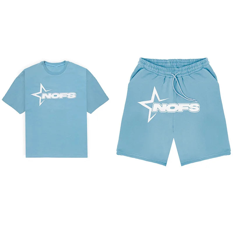 Men New Fashion Letter Graphics T-shirt Shorts Set
