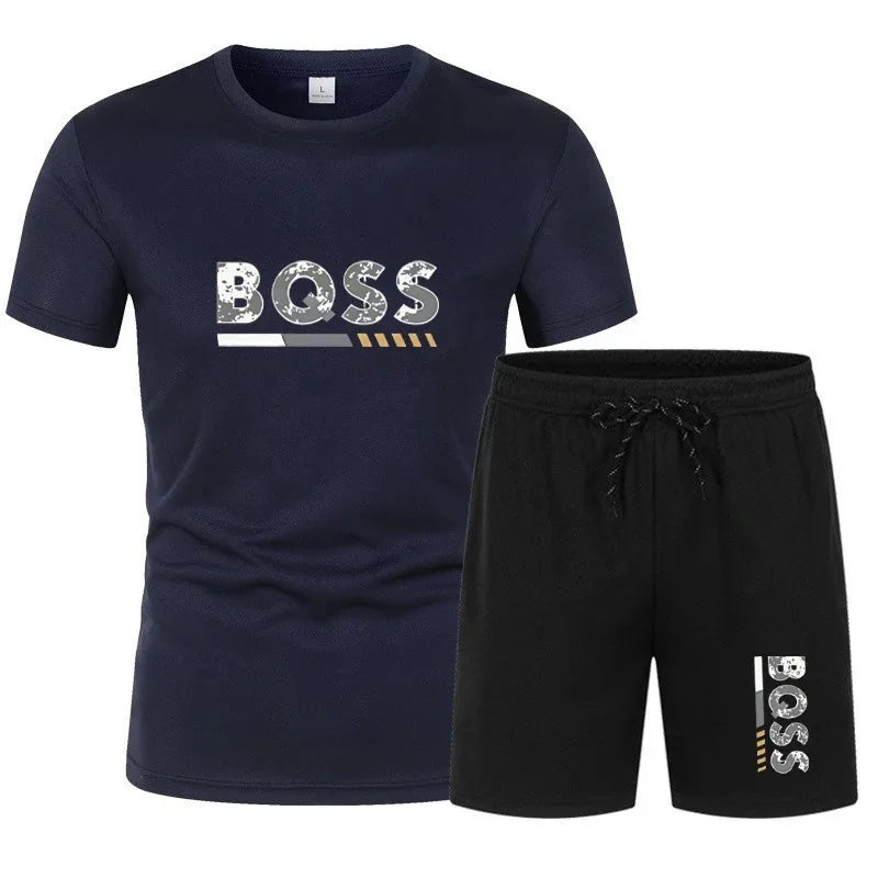 Men's summer sports short sleeve set, two-piece set