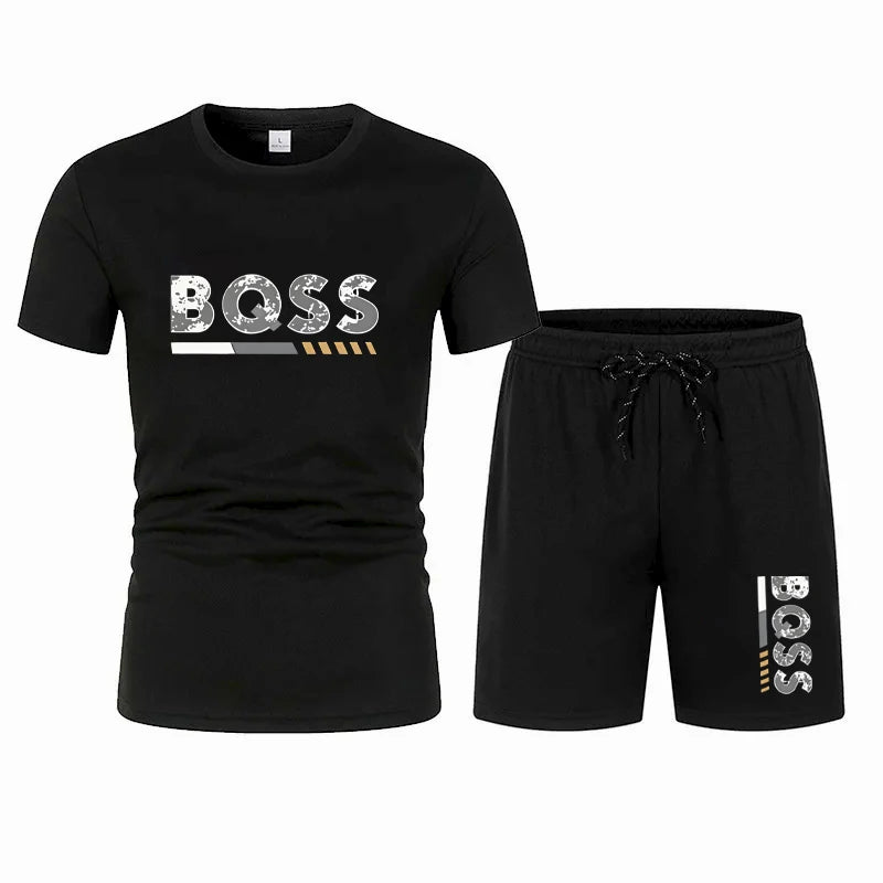 Men's summer sports short sleeve set, two-piece set