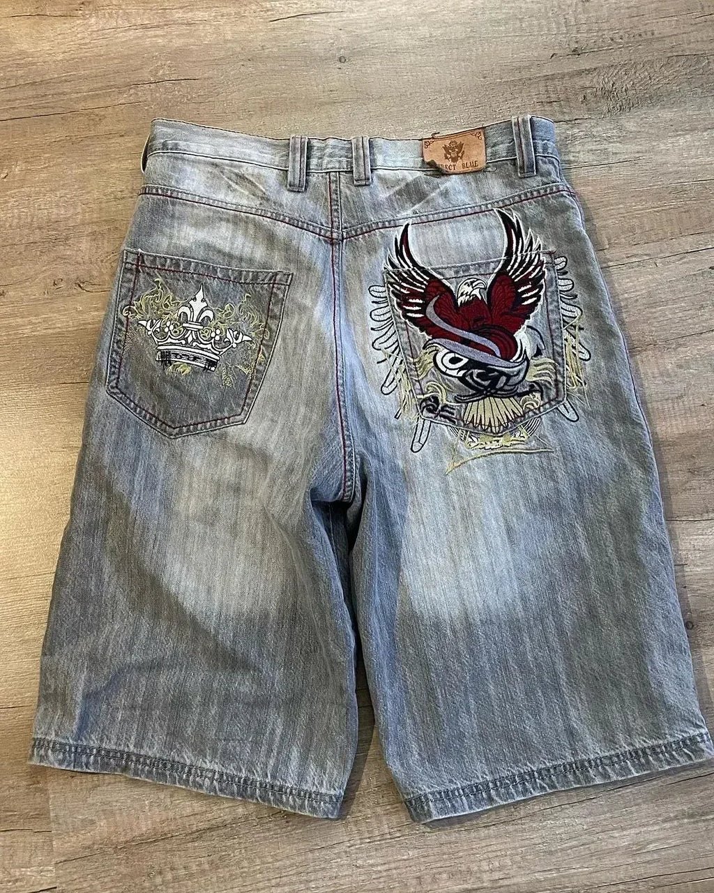 Retro Embroidery Loose Shorts Male