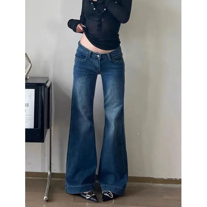 Lucyever Y2K Streetwear Low-Waisted Jeans