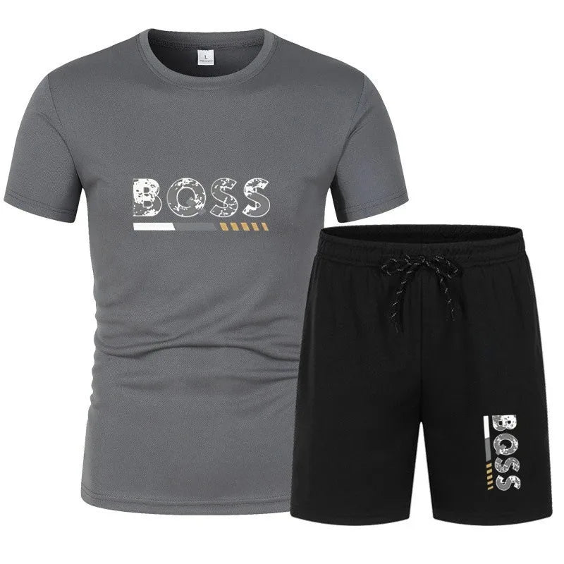Men's summer sports short sleeve set, two-piece set