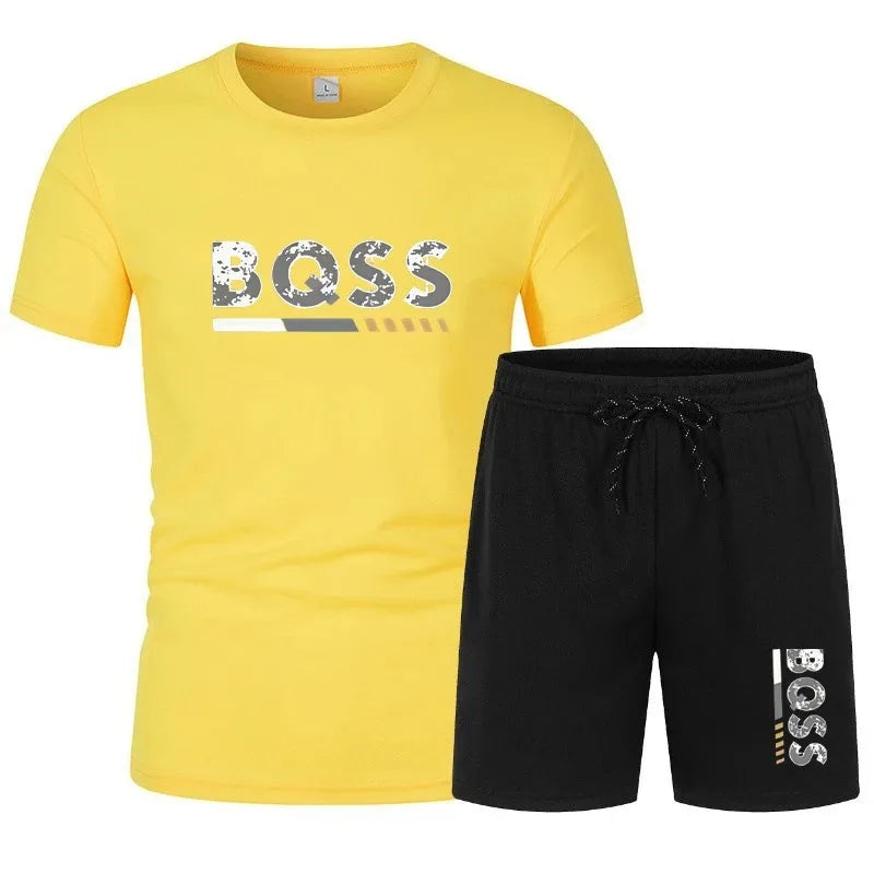 Men's summer sports short sleeve set, two-piece set