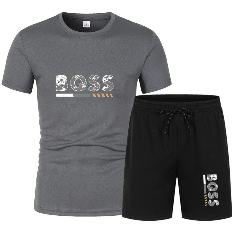 Men's summer sports short sleeve set, two-piece set