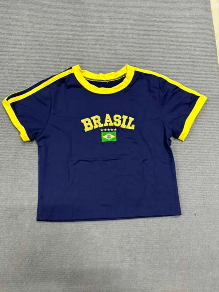 Brazilian Top Summer Short Sleeve O-Neck T-shirt