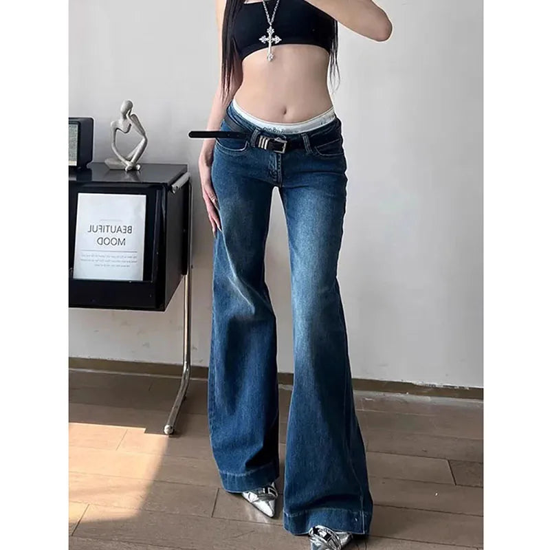 Lucyever Y2K Streetwear Low-Waisted Jeans