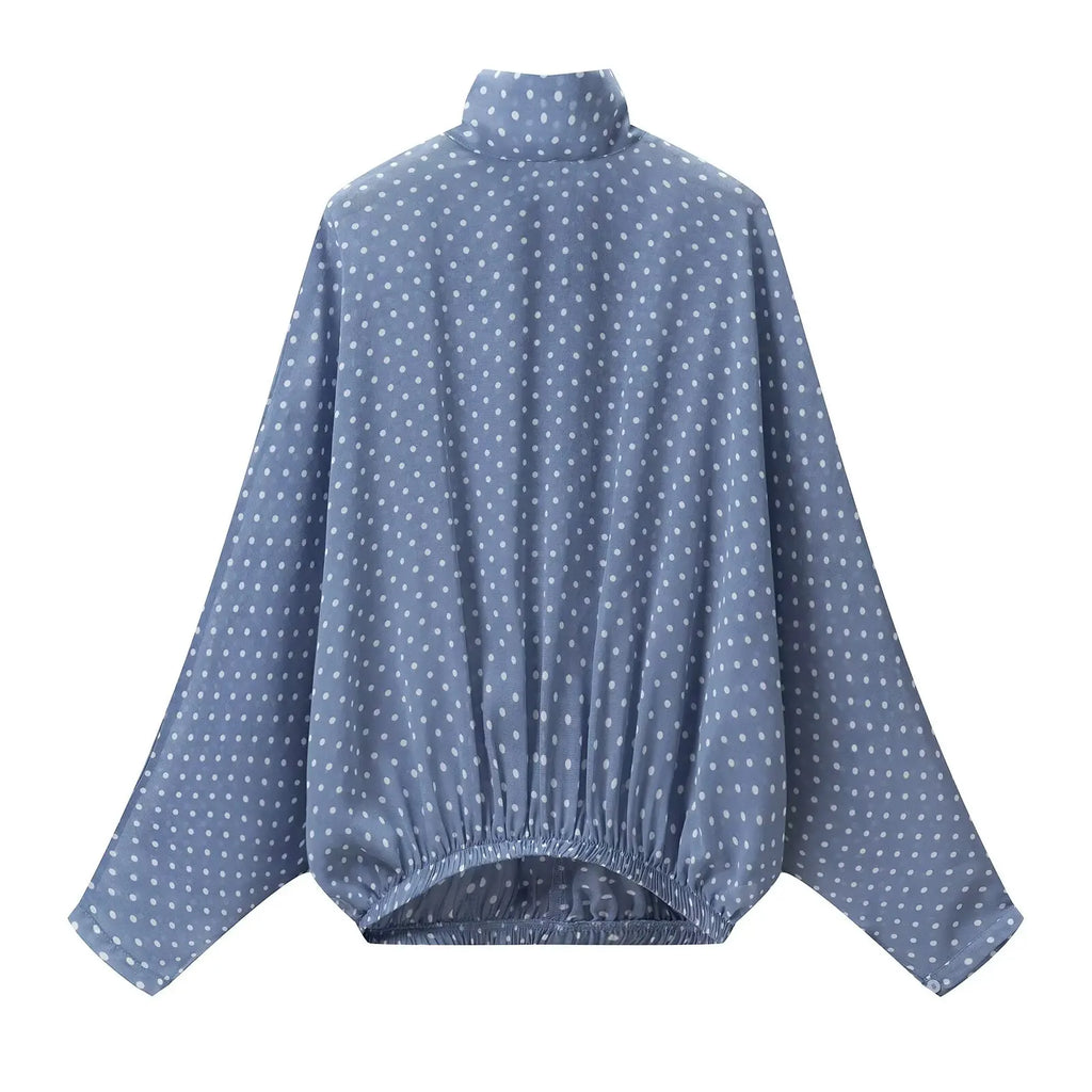 Vintage Women Sets Chiffon Bow Tie Loose Blouses Loose