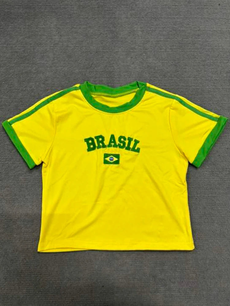 Brazilian Top Summer Short Sleeve O-Neck T-shirt