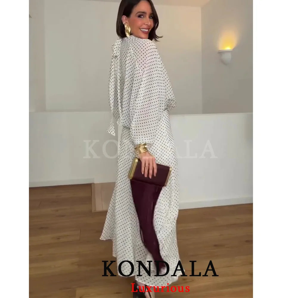 Vintage Women Sets Chiffon Bow Tie Loose Blouses Loose