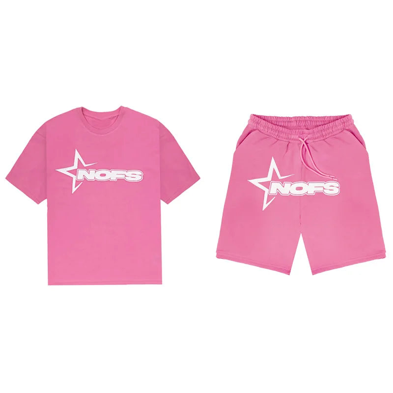 Men New Fashion Letter Graphics T-shirt Shorts Set