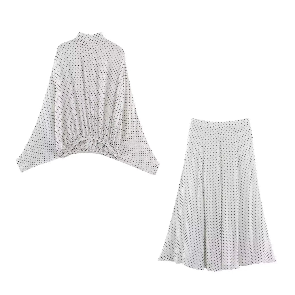 Vintage Women Sets Chiffon Bow Tie Loose Blouses Loose