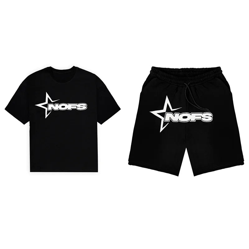 Men New Fashion Letter Graphics T-shirt Shorts Set