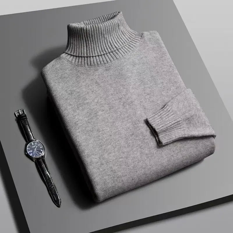 Autumn Mens High Quality Knitted Turtleneck Sweater