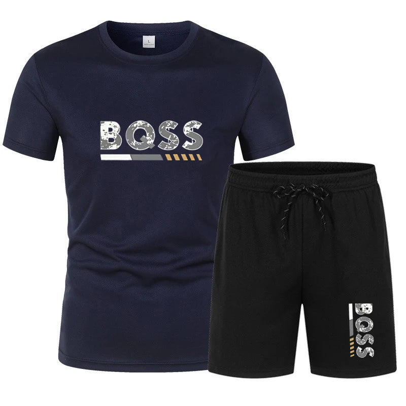 Men's summer sports short sleeve set, two-piece set