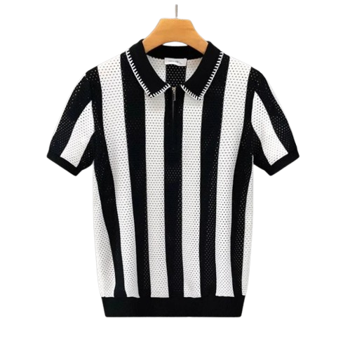 Retro Hollow Polo Shirt Men's Slim Fit
