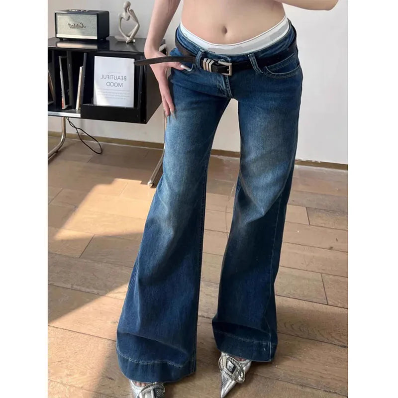 Lucyever Y2K Streetwear Low-Waisted Jeans
