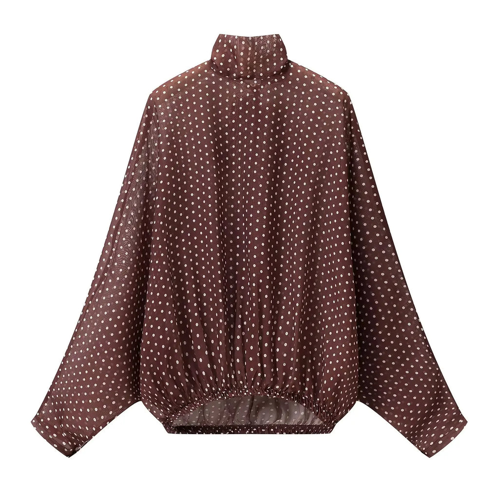 Vintage Women Sets Chiffon Bow Tie Loose Blouses Loose