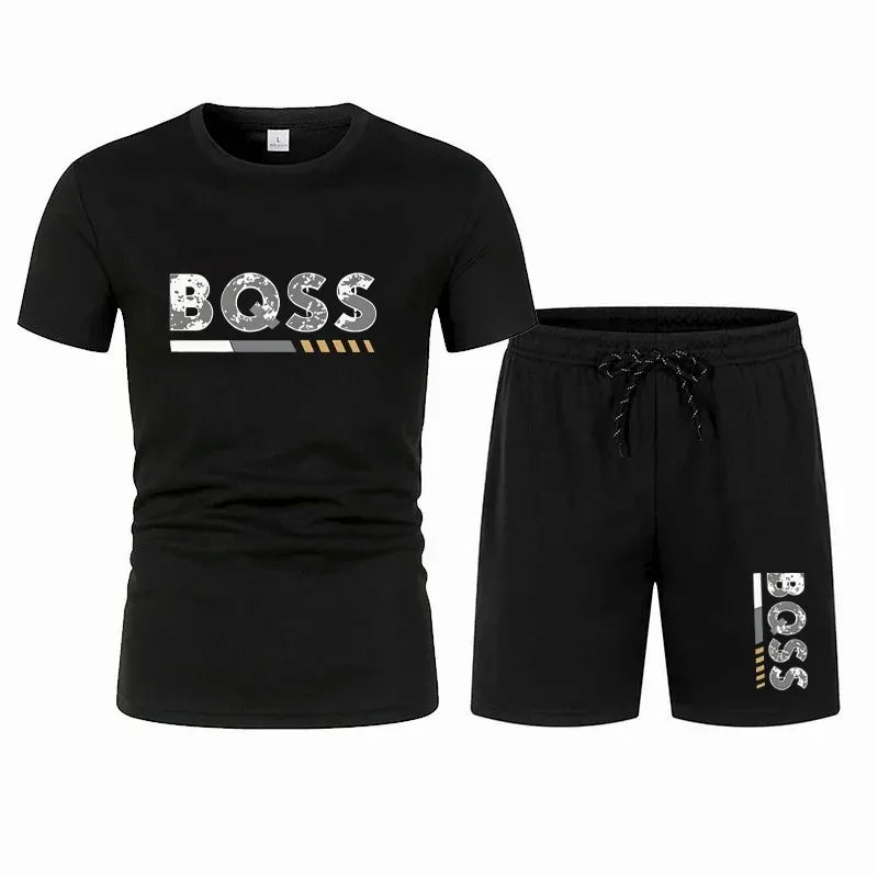 Men's summer sports short sleeve set, two-piece set