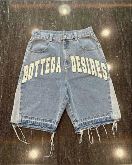 Retro Embroidery Loose Shorts Male