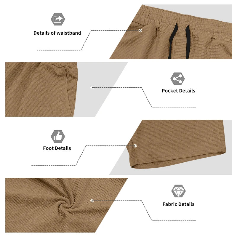 Summer Men's Casual Set with Textured Henry Collar Two-Piece, Short Sleeve Shirt & Elastic Waist Drawstring Shorts Set