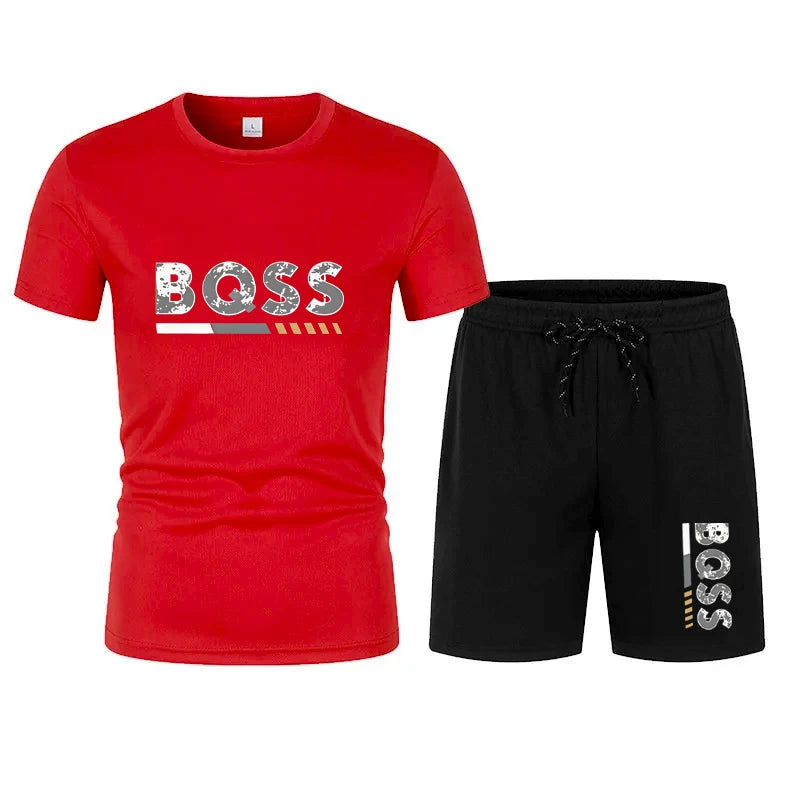 Men's summer sports short sleeve set, two-piece set