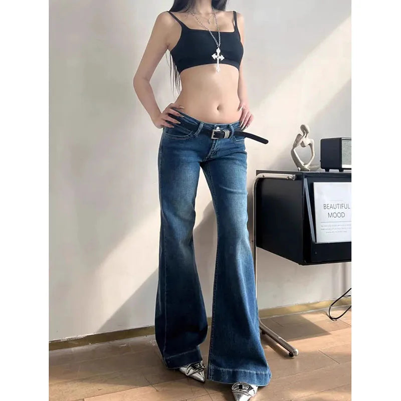 Lucyever Y2K Streetwear Low-Waisted Jeans