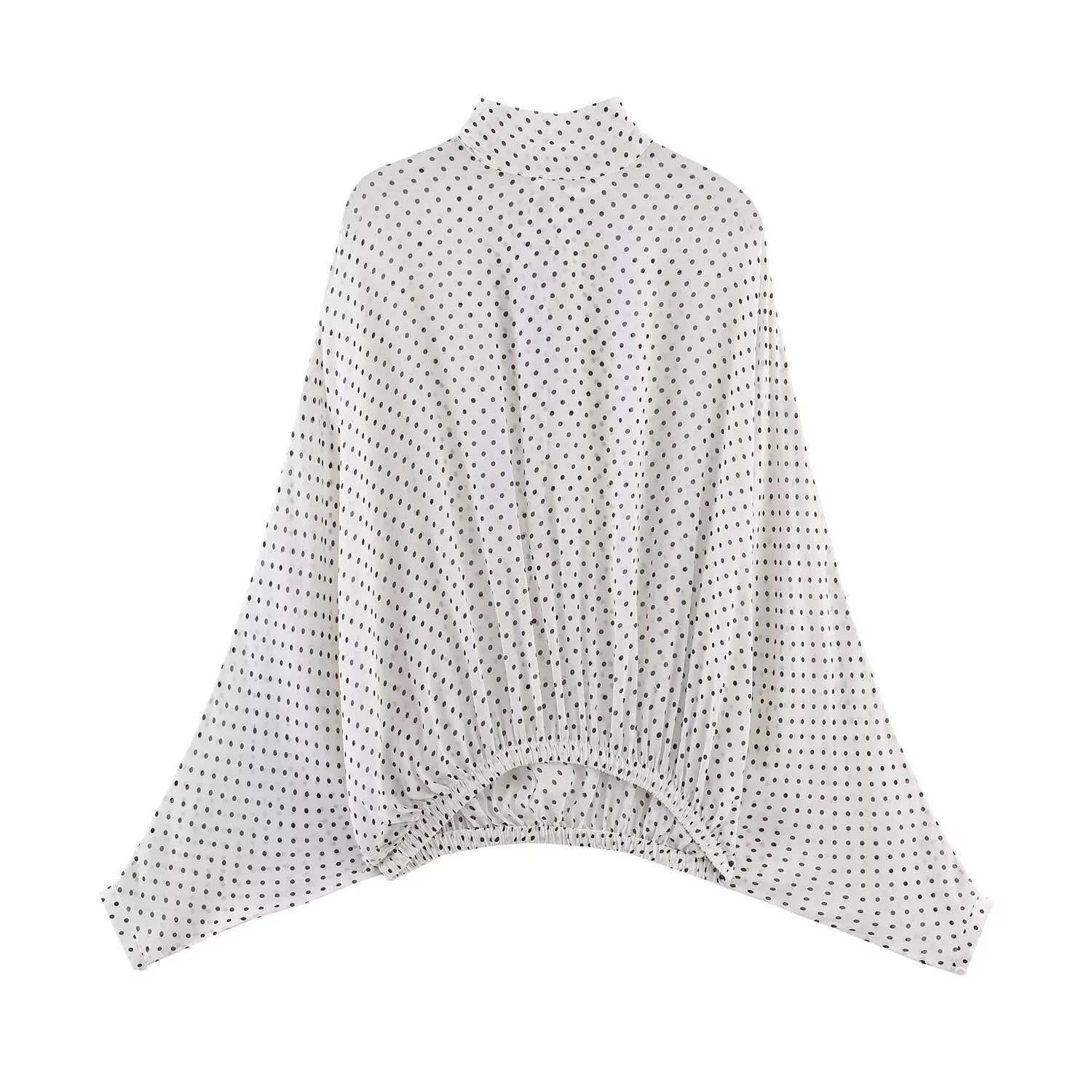 Vintage Women Sets Chiffon Bow Tie Loose Blouses Loose